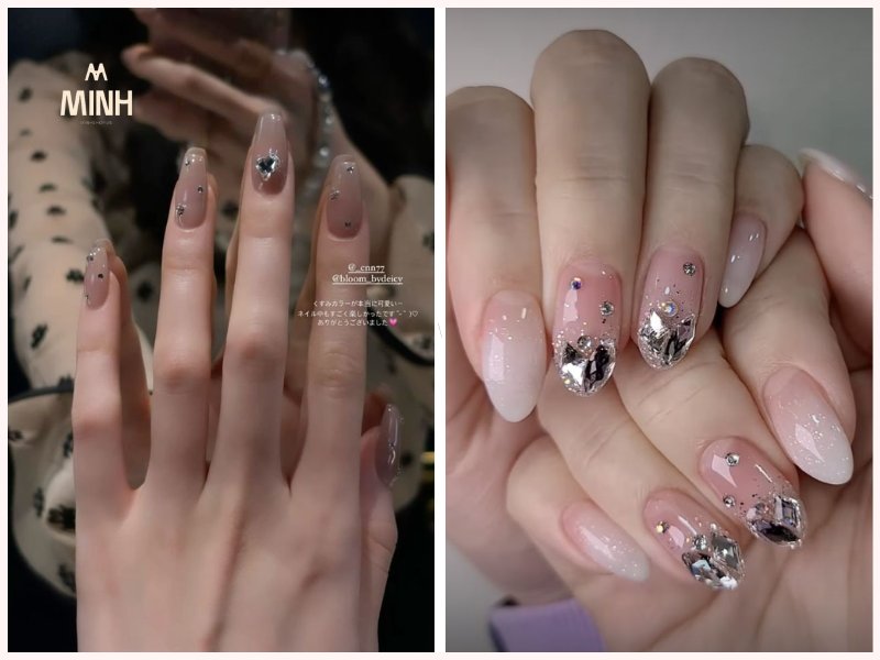 Những mẫu nail đính đá sang chảnh