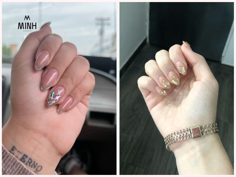 mẫu nail đính đá đẹp đơn giản