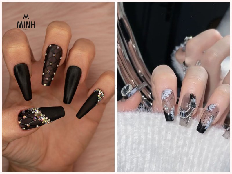Nail đính đá màu đỏ sang trọng
