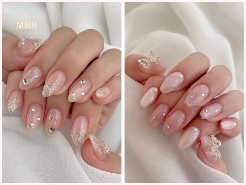 Nail đính đá kết hợp vẽ họa tiết