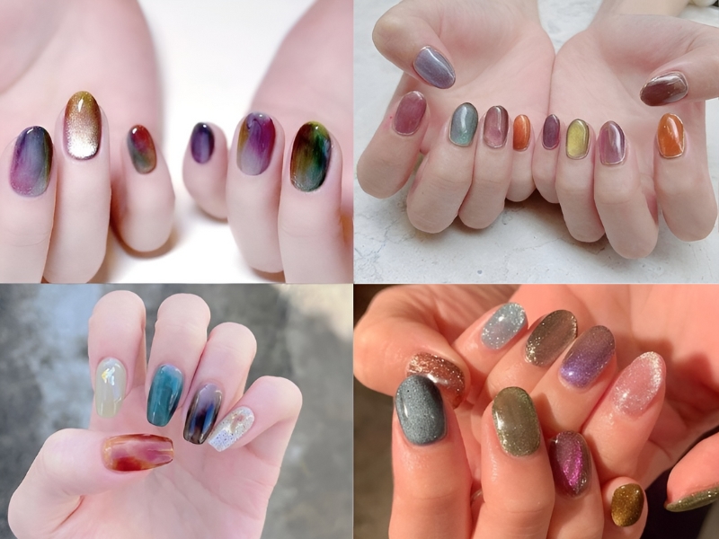 Mẫu nail sơn thạch đơn giản nhiều màu