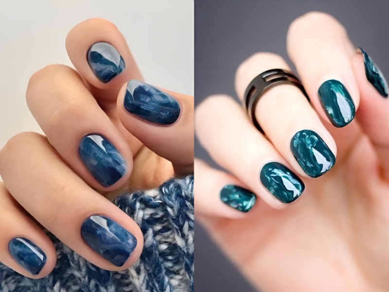 Mẫu nail sơn thạch đơn giản vân đá 3D