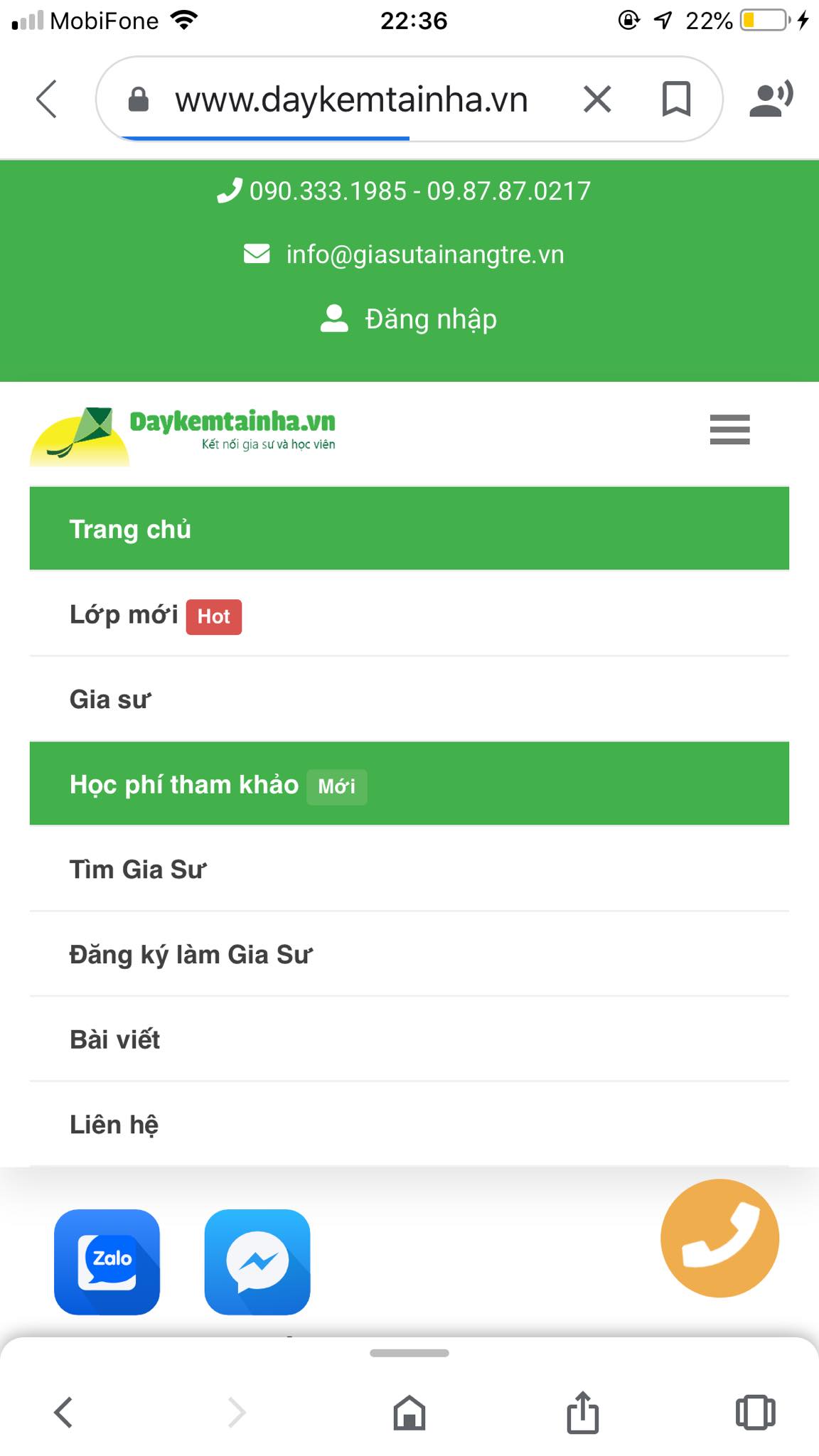 Học phí gia sư