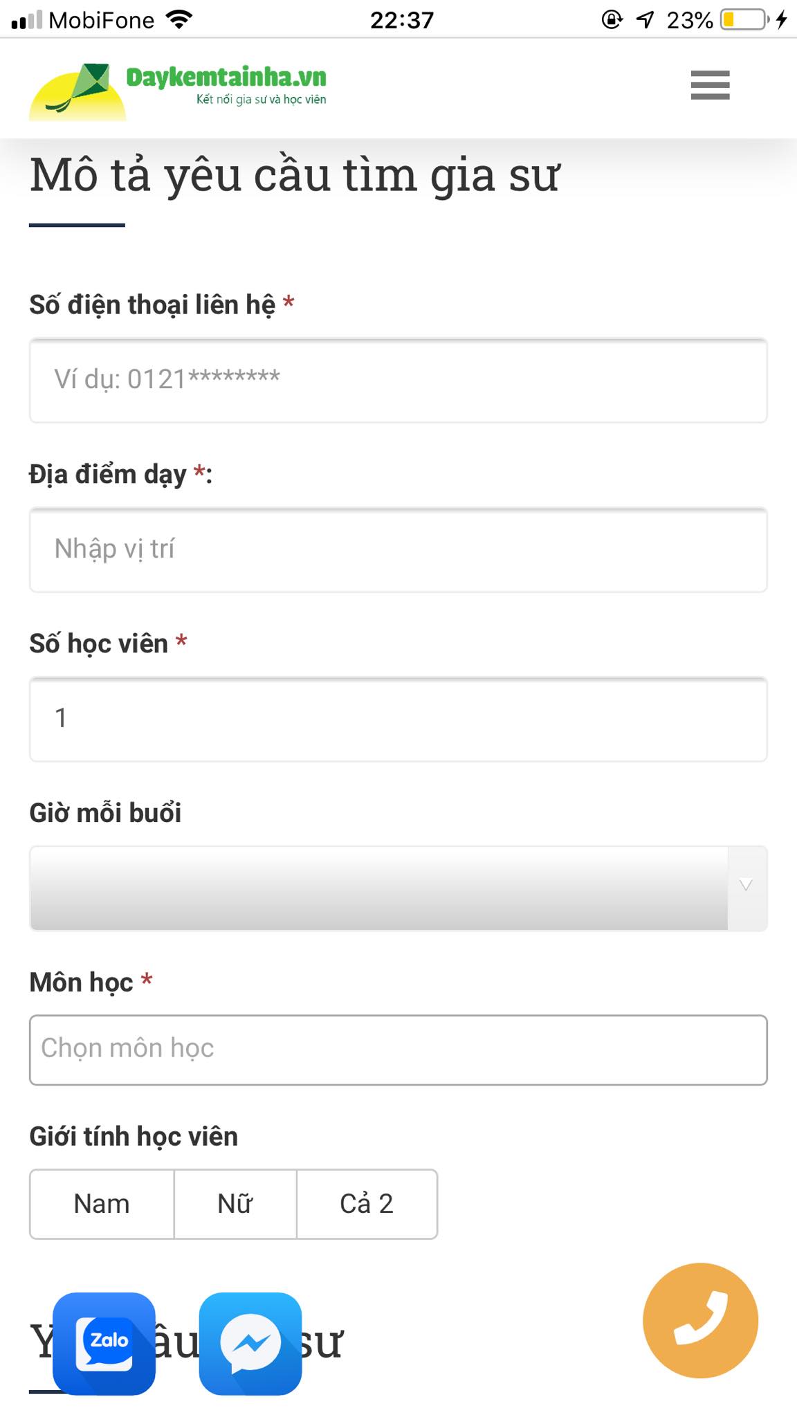 Học phí Toán lớp 9