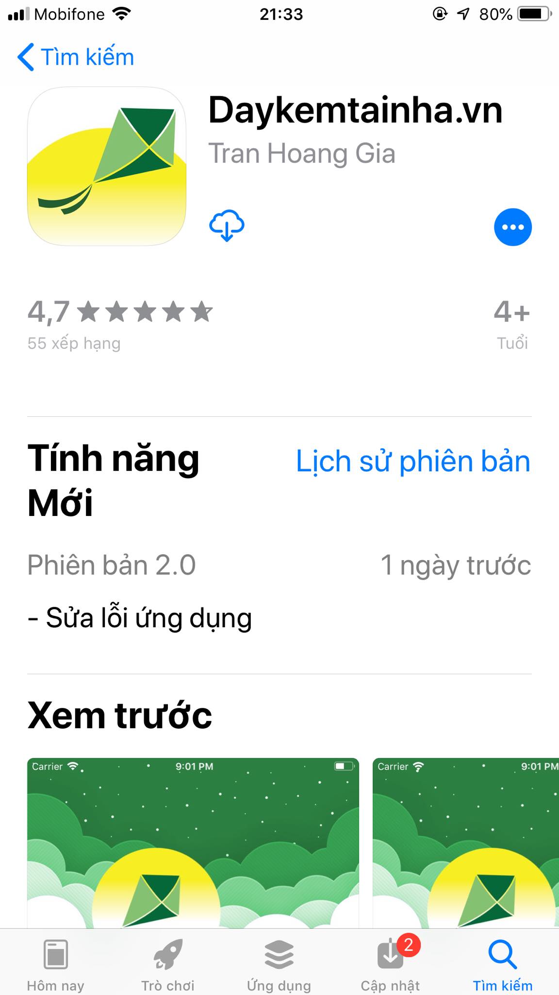 App Daykemtainha.vn
