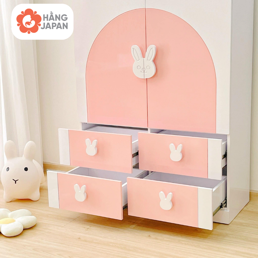 Tủ Quần áo Dejoy Gỗ Mdf Màu Hồng Hình Thỏ (2)