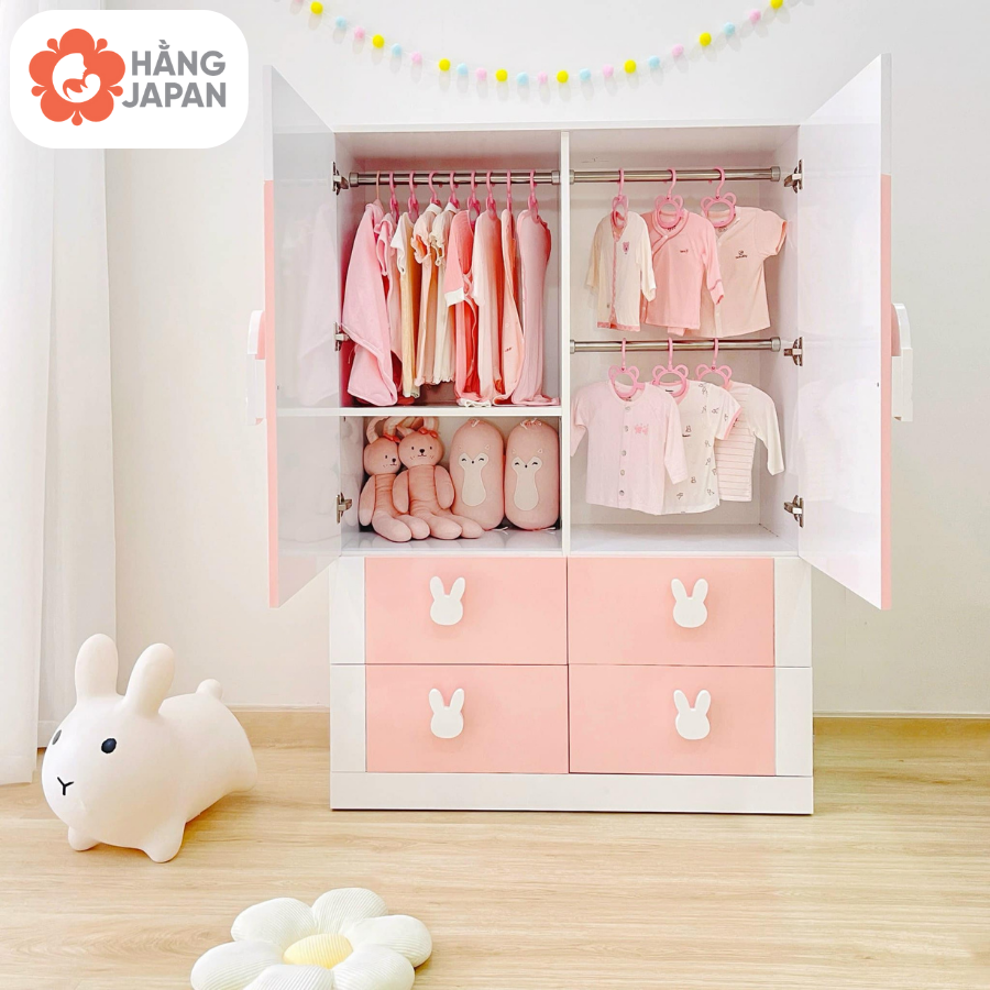 Tủ Quần áo Dejoy Gỗ Mdf Màu Hồng Hình Thỏ