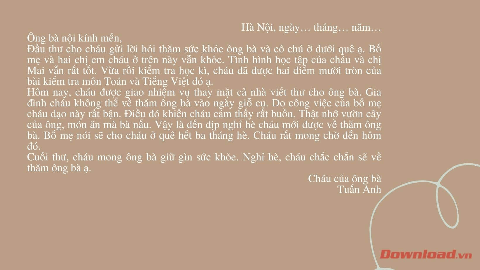 Thư hỏi thăm sức khỏe ông bà