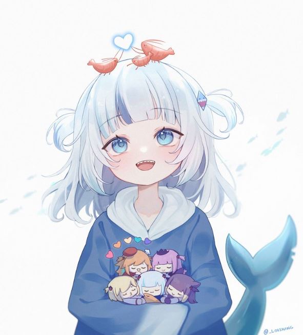 Nụ cười dễ thương trong ảnh cá mập anime