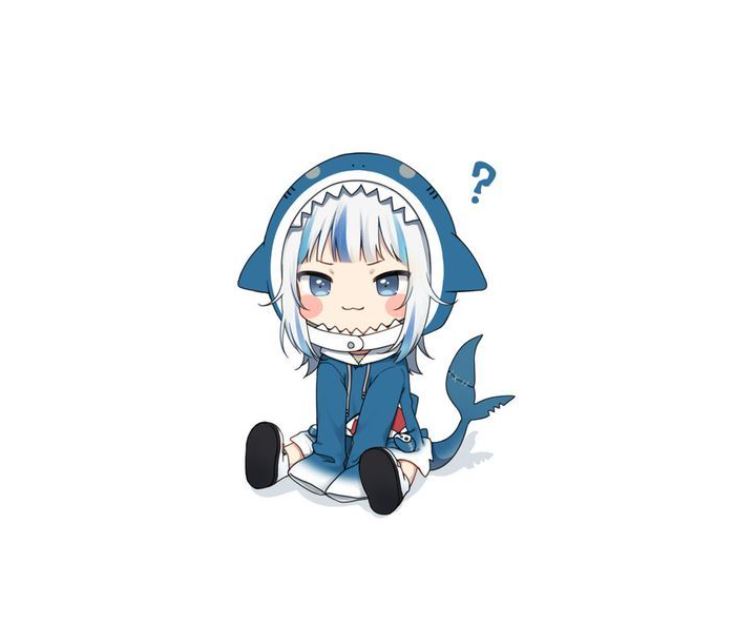 Bé cá mập anime ngồi băn khoăn có chấm hỏi
