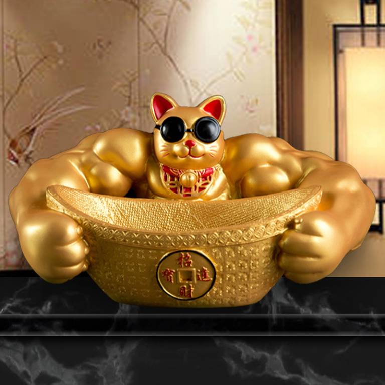 mèo thần tài tay to cơ bắp lực sĩ