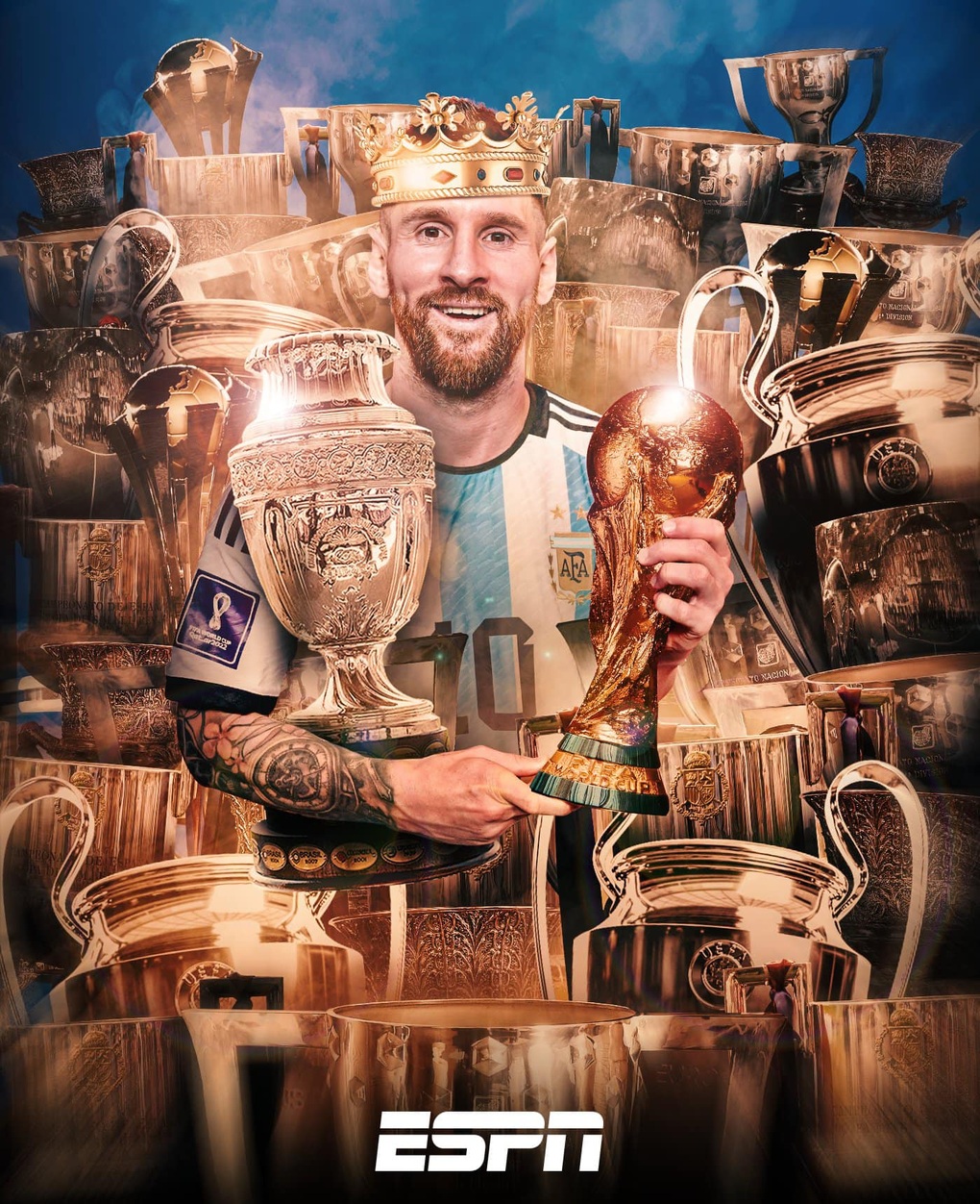 Messi và các đồng đội hoàn toàn xứng đáng với chiếc cúp vàng World Cup 2022 (Ảnh: Just Toon It).