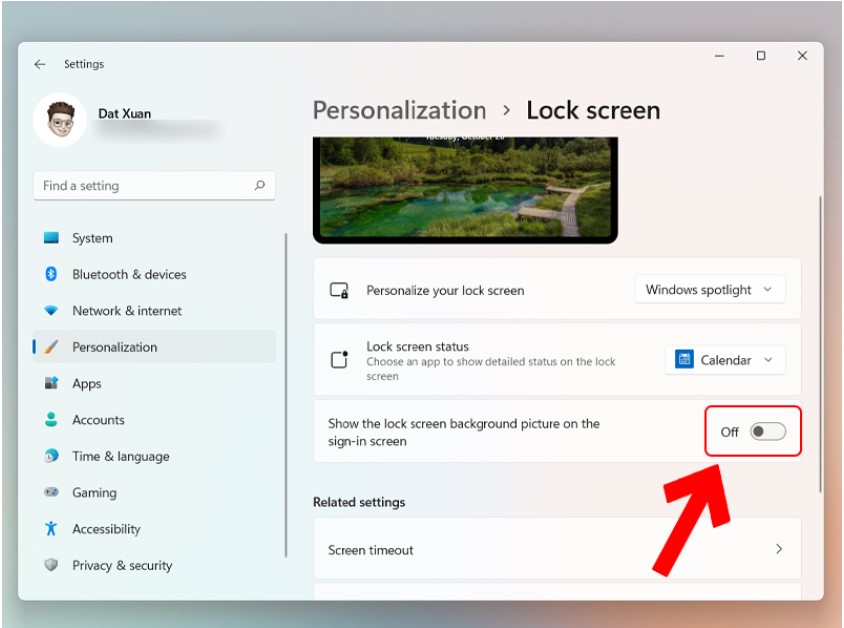 Show the lock screen background picture on the sign-in screen sang Off.