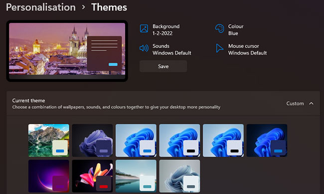 Cách đổi hình nền bằng cách chọn theme Windows mới