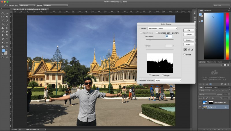 2 bước đơn giản ghép nền trời mây vào ảnh ngoại cảnh trong Photoshop