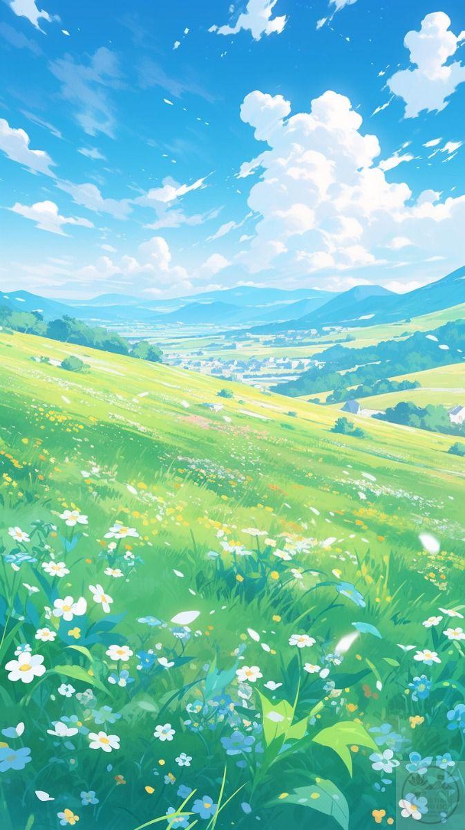 Khoảnh khắc thiên nhiên rộng lớn hòa quyện cùng nghệ thuật anime tạo cảm giác thư thái