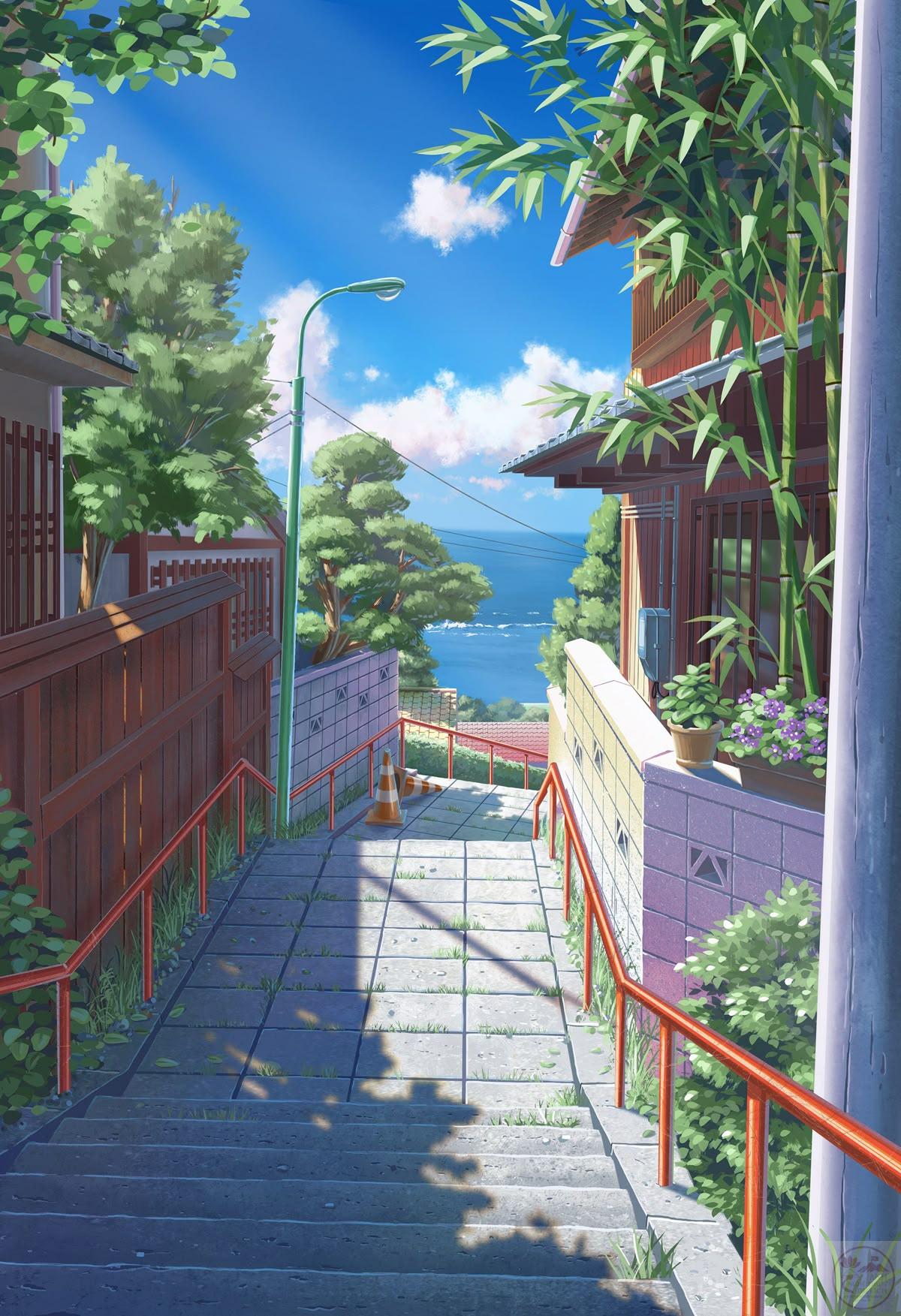 Hình ảnh núi non và biển cả trong anime gợi nên sự trầm lắng xen lẫn nhiều cảm xúc