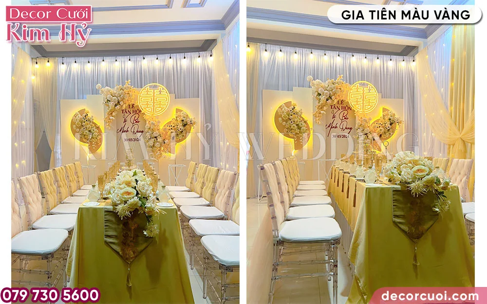 Trang trí gia tiên hoa lụa với đèn LED bảng tròn