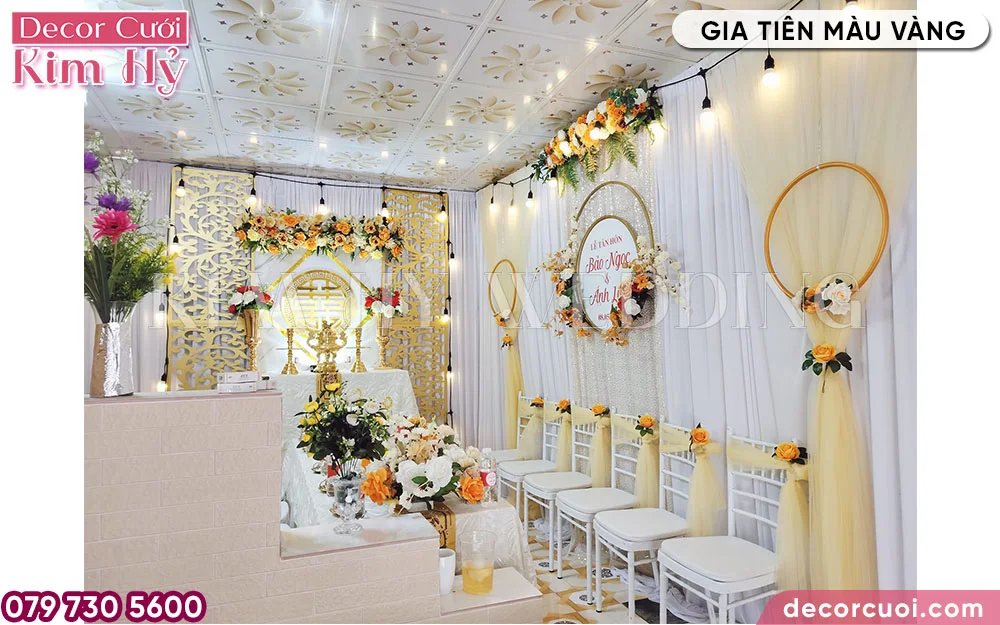 Gói trang trí gia tiên vu quy màu vàng tiết kiệm