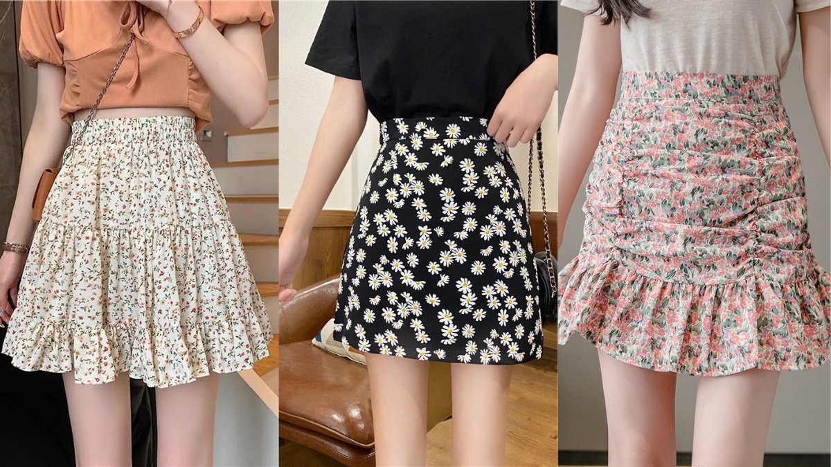 Cách phối đồ với chân váy hoa nhí