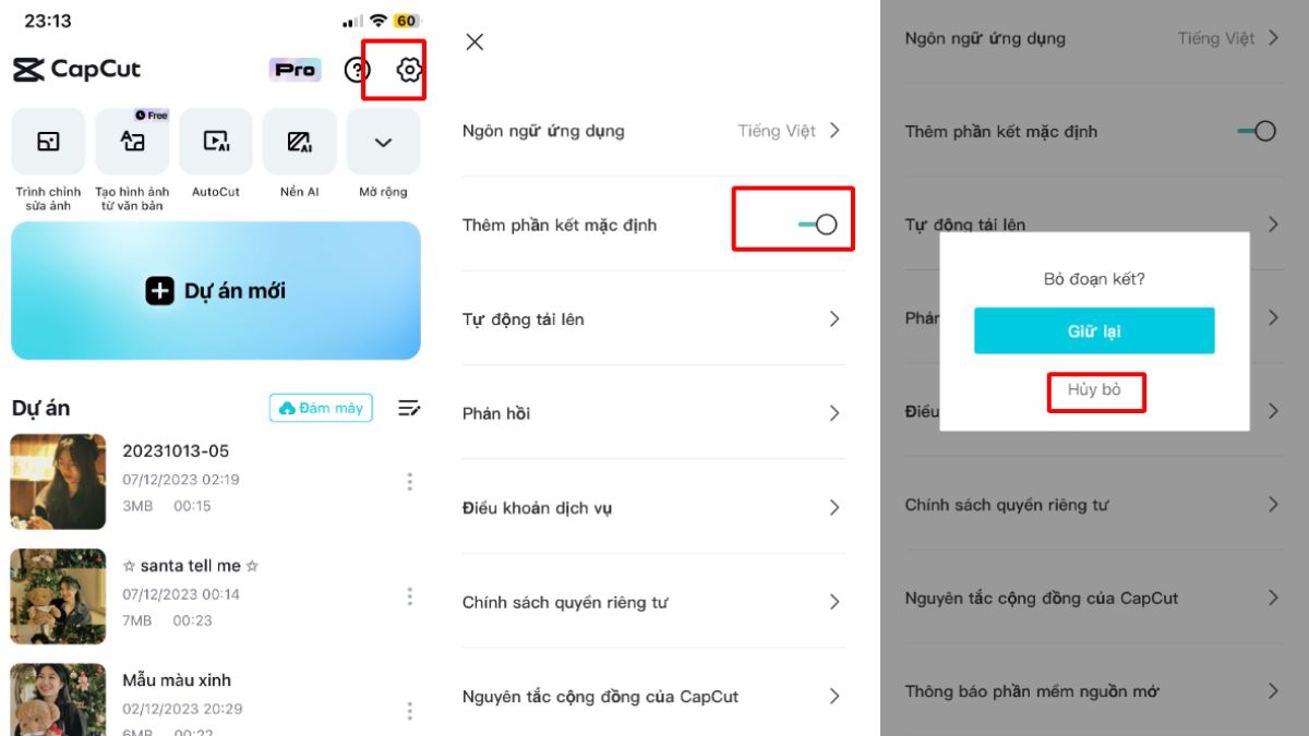 Cách cài đặt mặc định Video Capcut không có logo