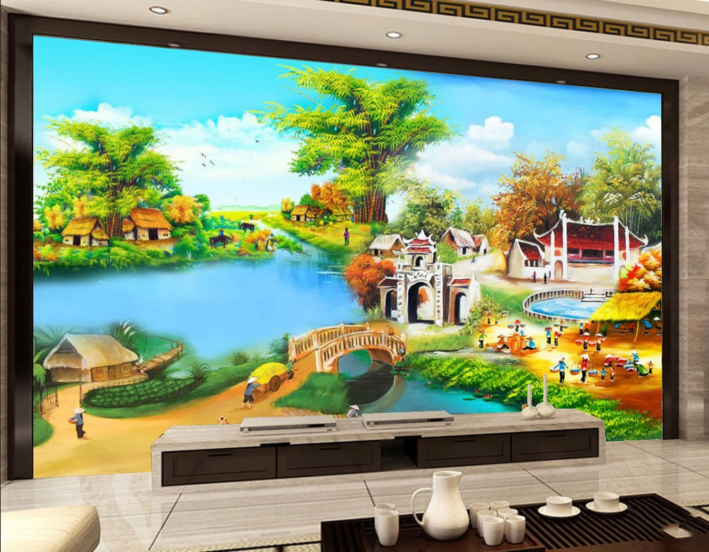 Ảnh: Tranh đồng quê tạo nên điểm nhấn thẩm mỹ cho phòng khách