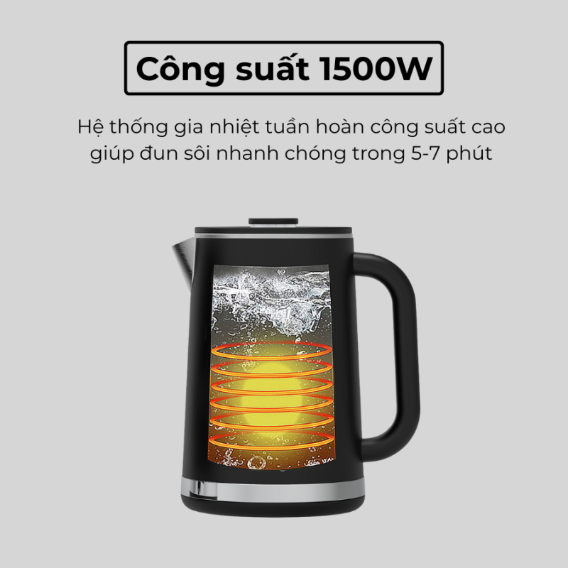 Ấm điện thông minh Tùy chỉnh 5 Chế độ Nhiệt MILUXURY K1 PRO 304