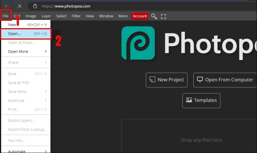 Cách chỉnh kích thước ảnh thẻ 4x6 online trên Photopea