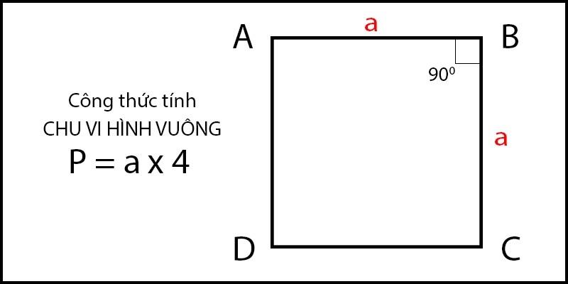 Công thức tính chu vi hình vuông, kèm ví dụ chi tiết, dễ hiểu nhất