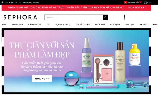 Cửa hàng trực tuyến của Sephora chính thức mở tại Việt Nam