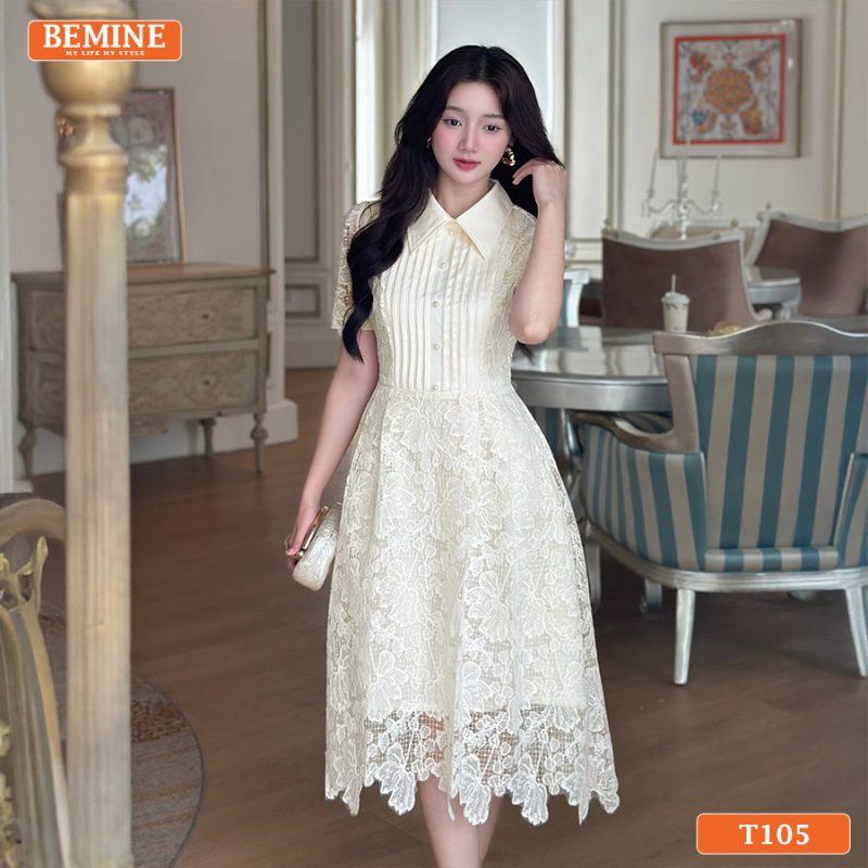 Đầm thiết kế BEMINE Cao Cấp Xếp Ly Đi Tiệc Sơ Mi T105