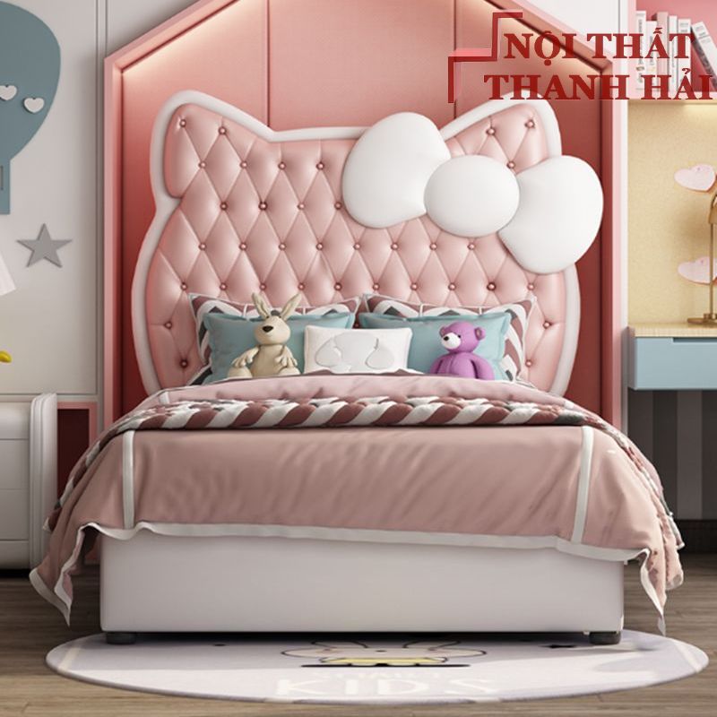 Giường hello kitty công chúa bé gái GTE150 màu hồng