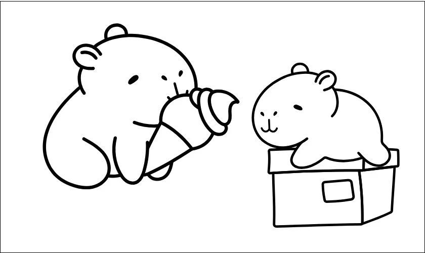 Hình vẽ Capybara tô màu cho bé