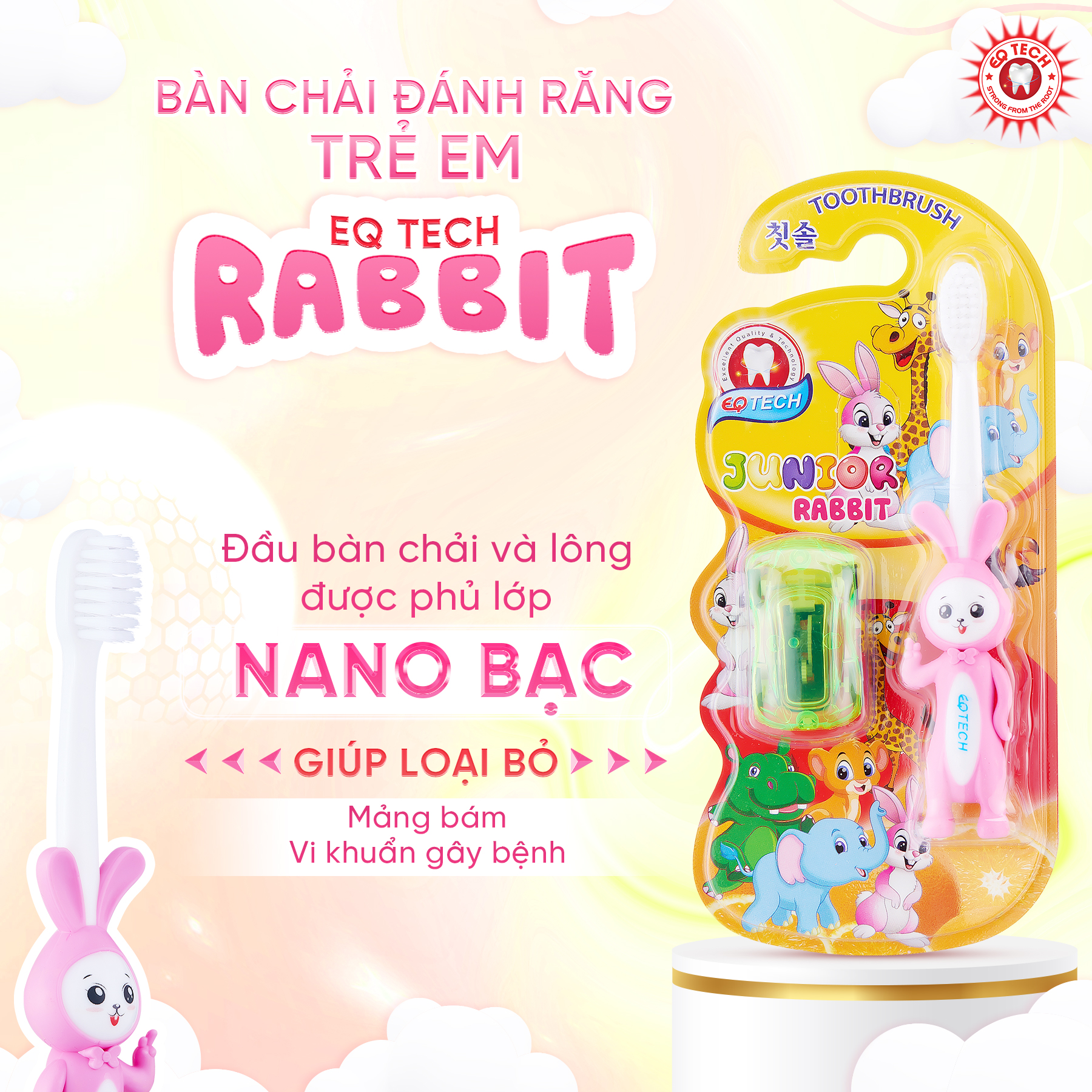 Bàn chải đánh răng trẻ em hình con thỏ EQ Tech Junior Rabbit