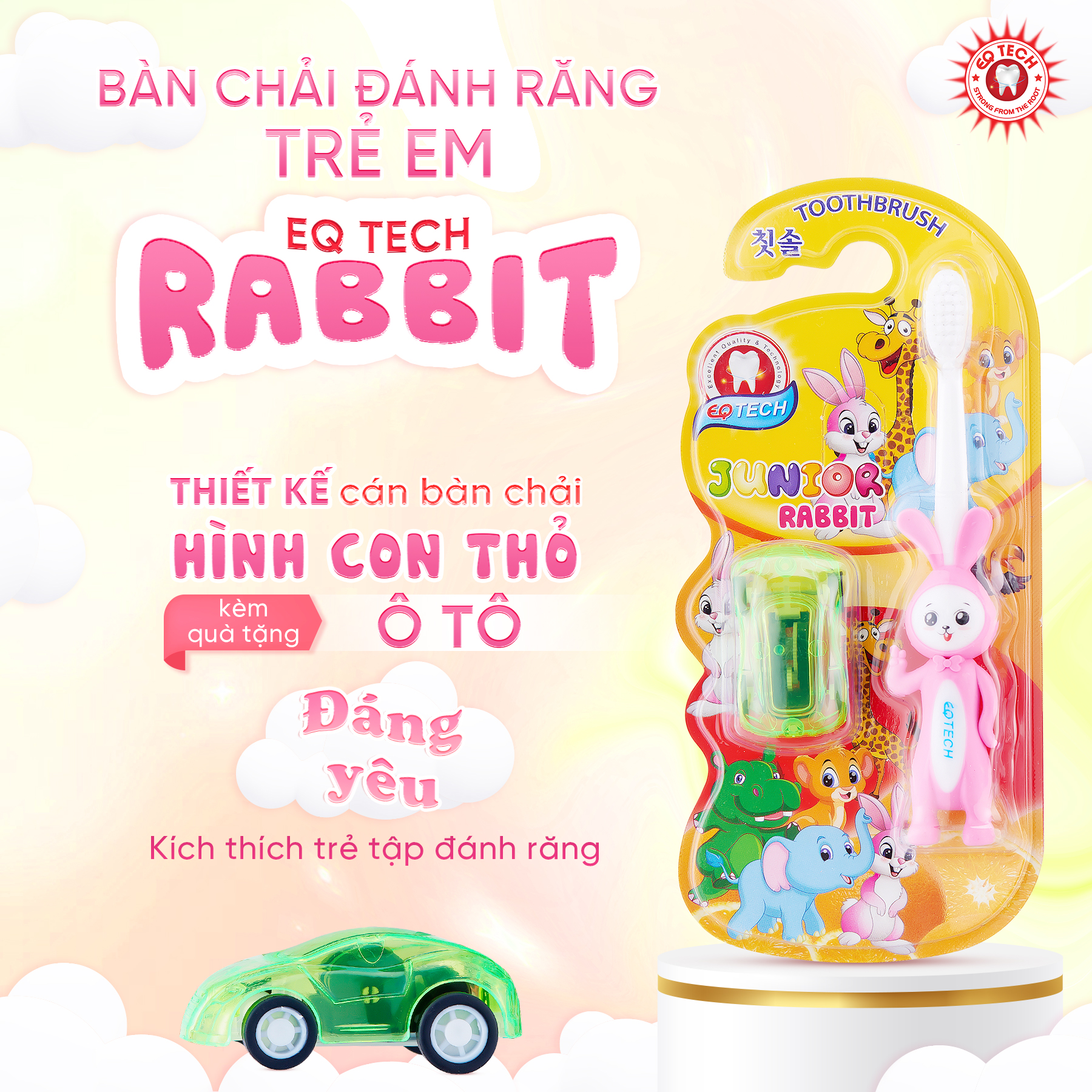Bàn chải đánh răng trẻ em hình con thỏ EQ Tech Junior Rabbit