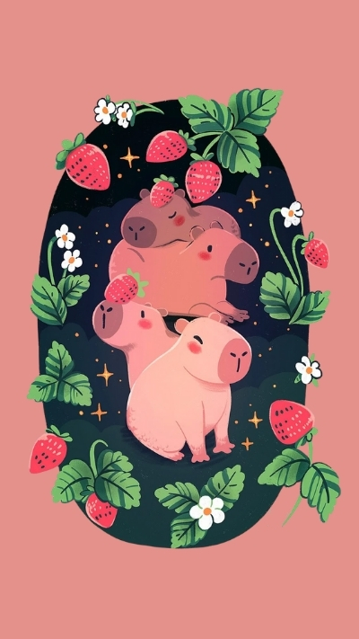 anh nen capybara mau hong ngo nghinh