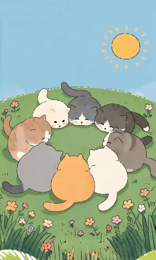 Mấy bé mèo mập ú - Hình nền điện thoại cute vô tri