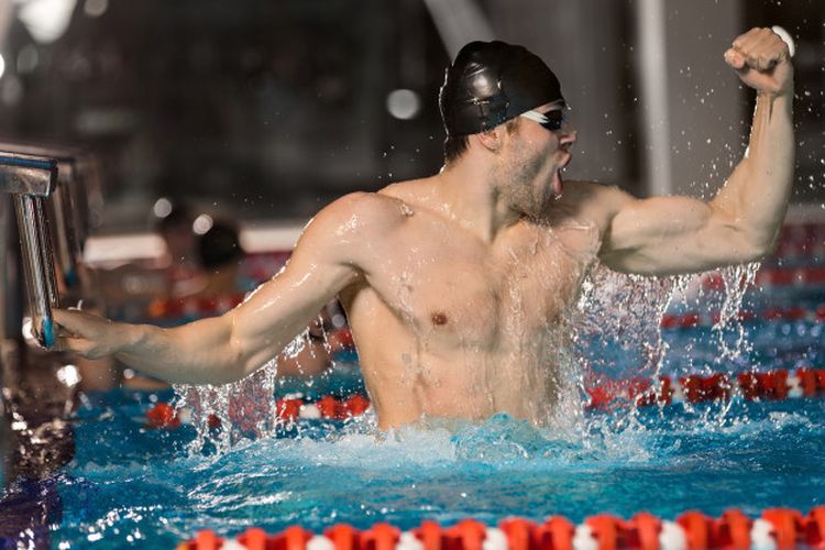 happy male swimmer