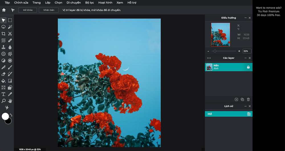 Web làm nét hình ảnh Pixlr