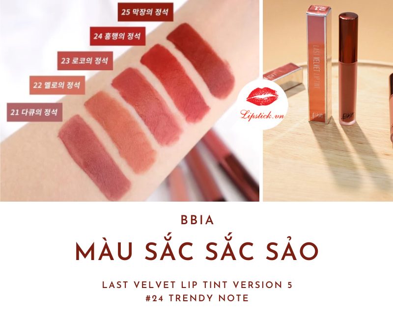 Son Bbia 24 Trendy Note Màu Đỏ Hồng Đất