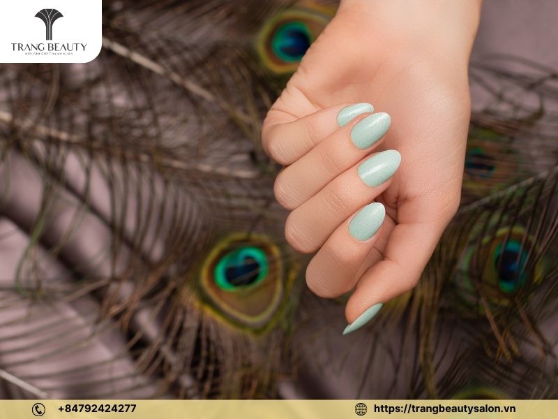 mau nail xanh bo 16