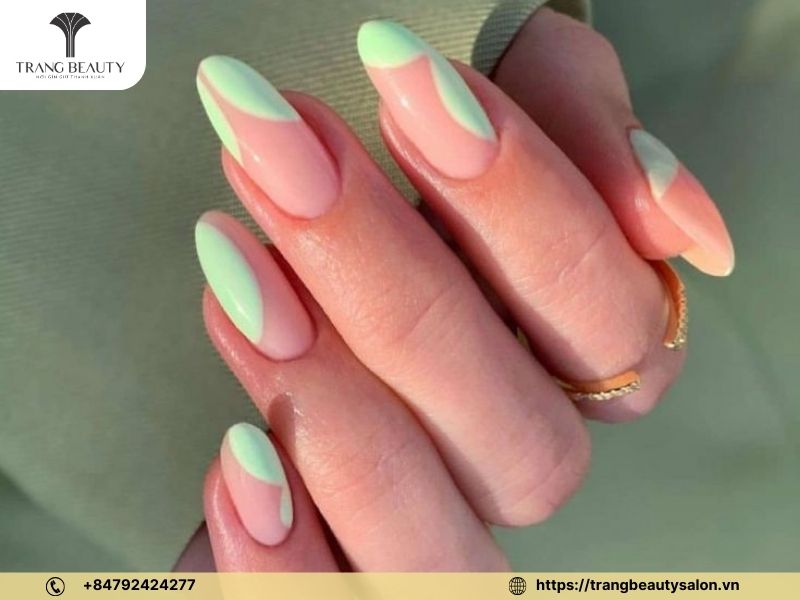 mau nail xanh bo 17