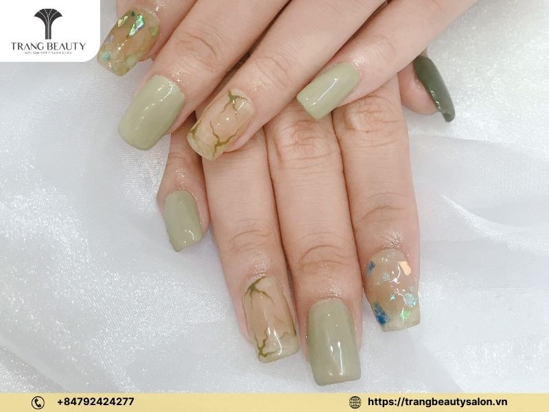 Nail xanh bơ bóng