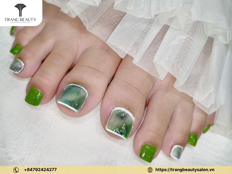 Nail xanh bơ bóng
