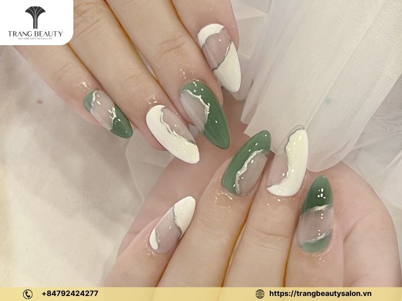 mau nail xanh bo 86