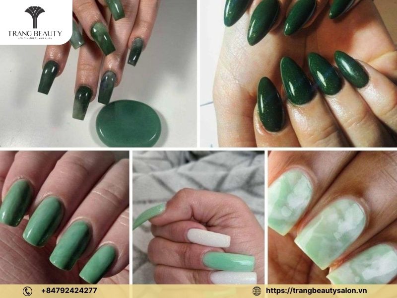 Thiết kế nail xanh bơ hợp với loại da ngăm