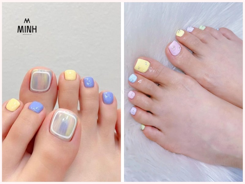 Các mẫu móng chân phối nhũ bạc