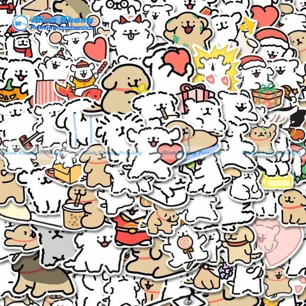 Mẫu sticker chó hình hoạt hình dễ thương ngộ nghĩnh