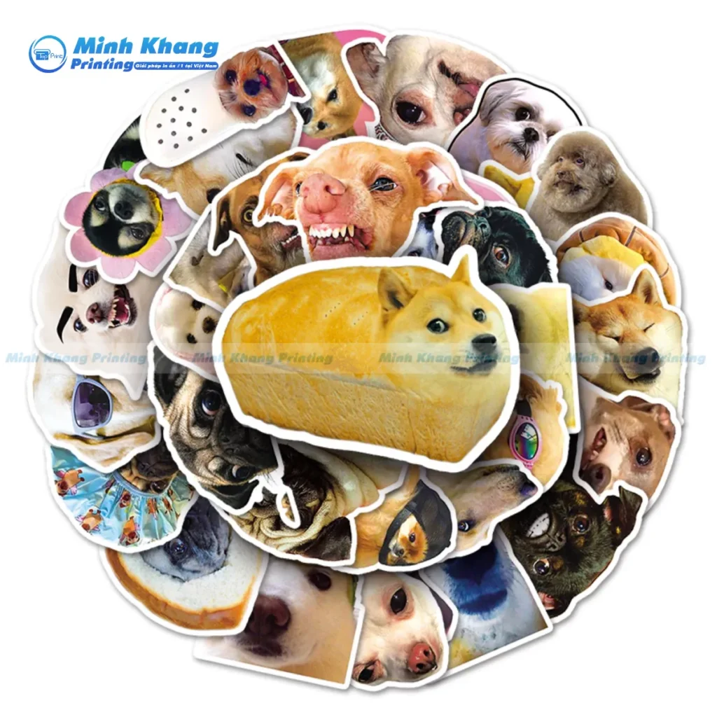 Mẫu sticker chó shiba inu chống nước - meme chú chó bánh mì