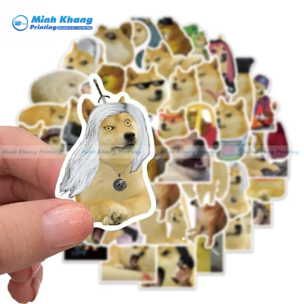 Mẫu sticker chó con buồn cười có biểu cảm đa dạng